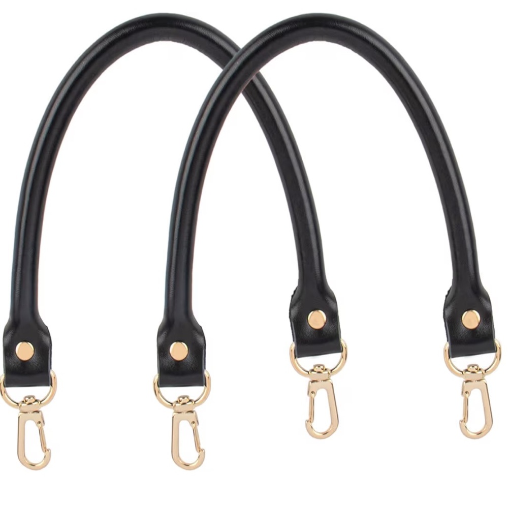 Leather Replacement Handles Purses Straps Black H… - image 1